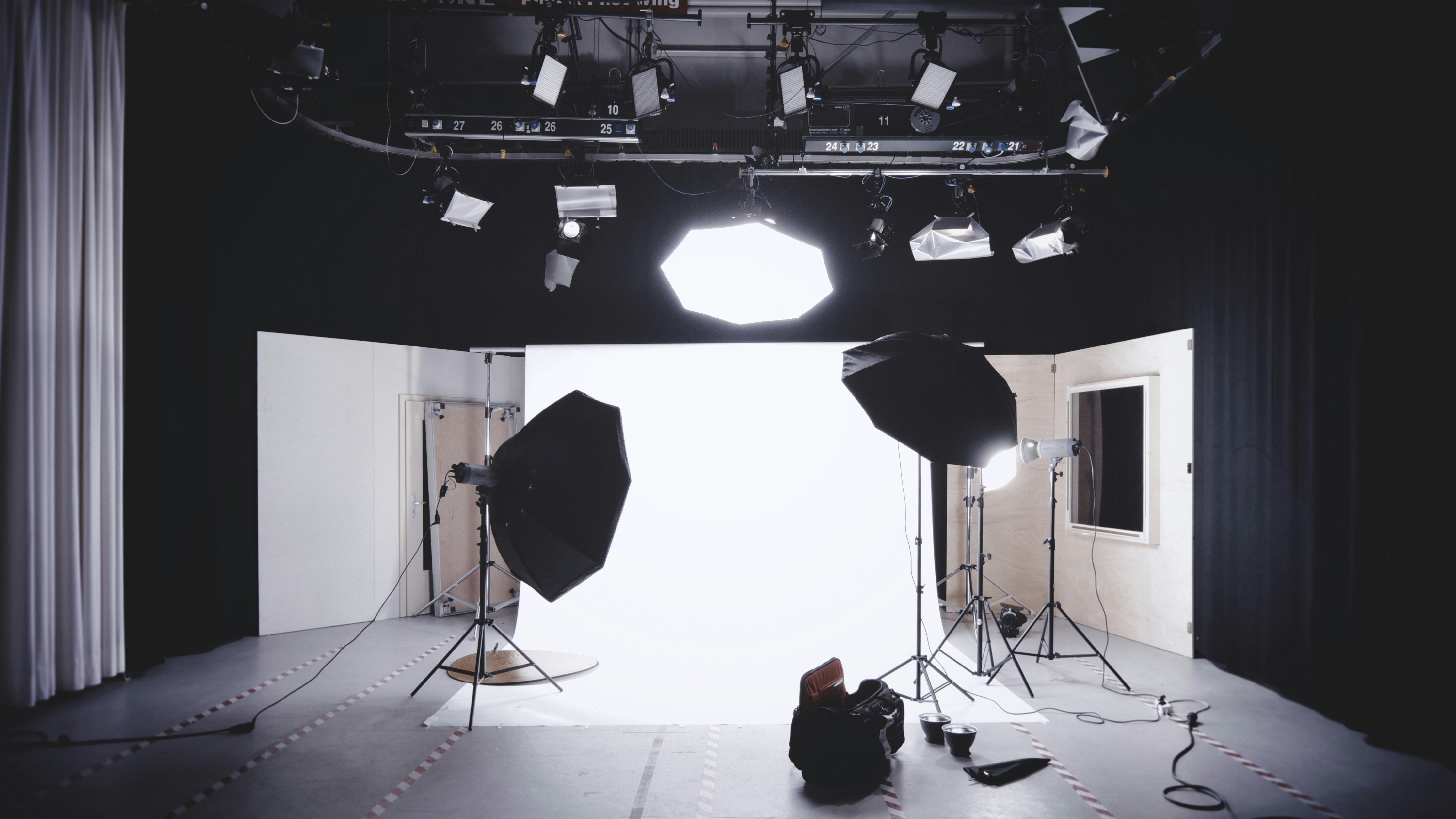 Model in editorial styling against a bright background